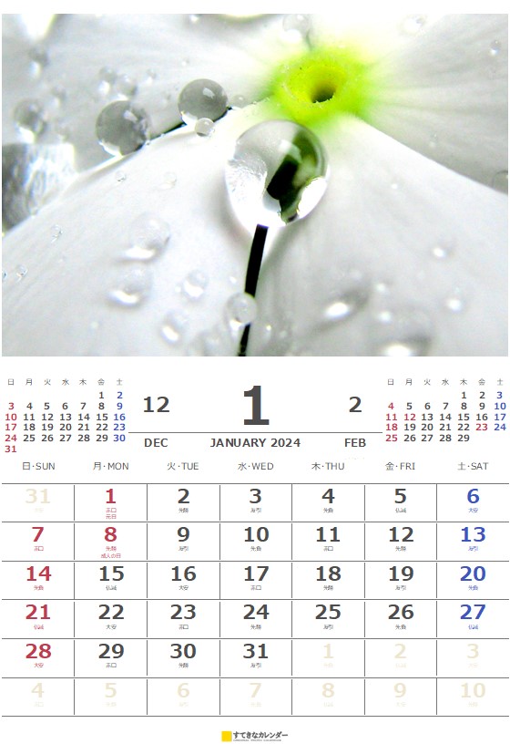  カレンダー 1ヶ月タイプ・縦(ST_00856) 無料ダウンロード